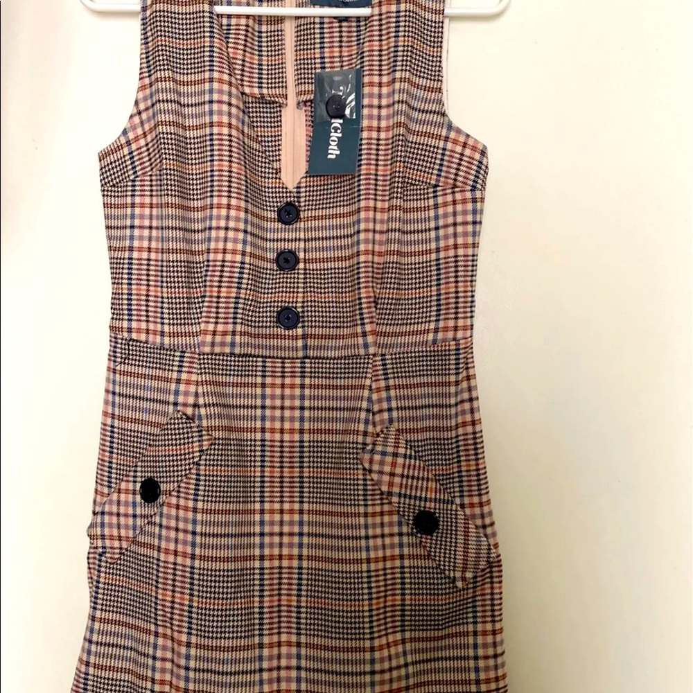 ModCloth dress size 8 brown neutral plaid